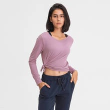 Naked Feel Fitness Sport Long Sleeve T Shirts Women Quick Dry Side Tie Up Yoga Athletic Workout Shirts Sportwear 2024 - buy cheap