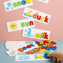 Обучающие игрушки для правописания, развивающие слова, игра, Мультяшные подходящие буквы, головоломки, деревянные карты, блоки алфавита, шки для детей 2024 - купить недорого