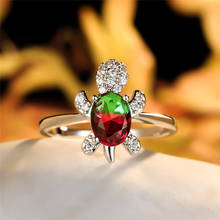 Anillo de tortuga de circonita Ovalada para mujer, arcoíris Multicolor, piedra de cristal, joyería de moda, regalos de boda para mujer, rojo, verde, 2021 2024 - compra barato