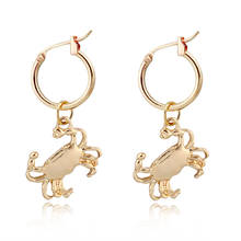 1Pair Cute Trendy Small Crab Animals Hoop Earrings For Women Funny Gold Metal Color Mini Pendant Circle Earrings Jewelry E53 2024 - buy cheap