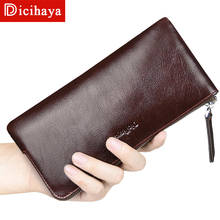 DICIHAYA Genuine Leather Cowhide Retro Men Wallet Coin Purse Long Card Holder Large Capacity Male Walet Pocket For Phone Bag 2024 - buy cheap