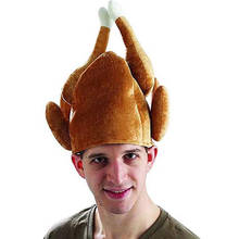 Adult Plush Roasted Turkey Hat Fancy Roasted Turkey Hat Caps Thanksgiving Hat Christmas Dinner Chef Costume Turkey Trot Hat 2024 - buy cheap
