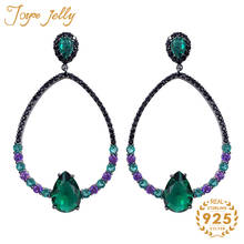 JoyceJelly-pendientes de plata de ley 925 con piedras preciosas de Esmeralda, diseño ahuecado para mujer, regalos de boda, venta al por mayor, 2021 2024 - compra barato