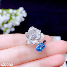 KJJEAXCMY-Anillo de Plata de Ley 925 con piedras preciosas, joyería fina con Topacio azul natural, elegante 2024 - compra barato