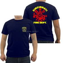 Verano moda Casual hombres algodón cuello redondo Camiseta Cincinnati bomberos Departamento de Bomberos azul marino diseño camiseta de hip hop camisetas Tops 2024 - compra barato