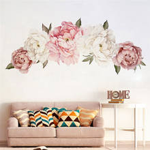 Adesivos de parede peônias rosas e brancas, decoração em aquarela para quarto de crianças, sala de estar, casa, decalque de parede, home decor 2024 - compre barato