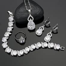Conjuntos de joyería de plata 925 para mujer, joyería de circonita blanca Natural, conjunto de collar de cristal de gota de agua Natural de compromiso para fiesta 2024 - compra barato