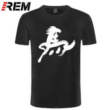 REM New Chinese Calligraphy "horse" Word Printing T-shirt China Style Cotton Casual Men's Tshirt Street Hip Hop Tee 2024 - buy cheap