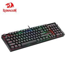 Redragon k551 rgb usb teclado de jogos mecânico, interruptor azul faça você mesmo, 104 teclas, pc gamer, teclas russas ou adesivos espanhol 2024 - compre barato