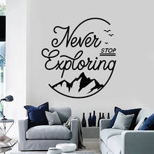 Quotes Wall Decal Words Never Stop Exploring Camping Mountain Art Vinyl Window Sticker Bedroom Living Room Home Decor Mural M036 2024 - buy cheap