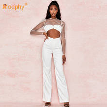 Fashion New Women'S Set Lace Stitching Top & High Waist Pants 2 Two-Piece Office Party Pants Set Female 2020 Summer Clothing 2024 - compre barato