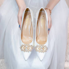 BaoYaFang 2020 New Arrival women wedding shoes Bridal High heels shoes ladies big size party dress shoes woman Fashion High Pump 2024 - buy cheap