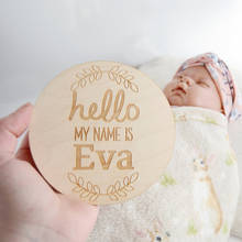 Wood Birth Announcement plaque, custom Hello my name is round Baby Name Sign,  Milestone Cards, baby Keepsake, Nursery decration 2024 - buy cheap