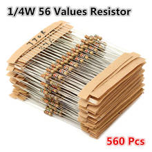 Новинка Aiirval 560 шт. = 56valuesx10 шт. 1/4 Вт Мощные Металлические пленочные резисторы набор в ассортименте 1 Ом ~ 10 м Ом 1% набор резисторов с допуском 2024 - купить недорого