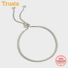 Trustdavis-pulsera minimalista de Plata de Ley 925 con caja de circonia cúbica, joyería de boda, regalo DS2400 2024 - compra barato