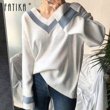 Fatika New Autumn Winter Women Sweater Black White Pullover Korean Top Style Minimalist Casual Office Lady Casual Pullovers 2024 - купить недорого