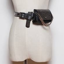 Daeyoten-bolsa de cintura punk feminina, bolsa de cintura com rebites, estampa de crocodilo, com corrente, para moedas, mini bolsa de cinto redu0767 2024 - compre barato