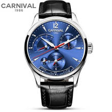 Original CARNIVAL Fashion Men Watch brand Multifunction Automatic Calendar Waterproof Luminous Mechanical watches Blue dial 2022 - buy cheap