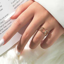 Оригинальное позолоченное кольцо в новом стиле, с вырезами, с любовным сердцем, модное простое регулируемое кольцо для девушек, элегантный подарок для женщин на День святого Валентина 2024 - купить недорого