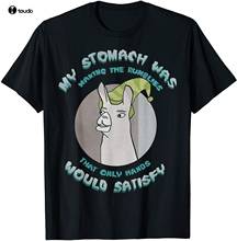 Llamas With Hat My Stomach Was Making The Rumblies T-shirt Vintage Men Gift Tee 2024 - buy cheap