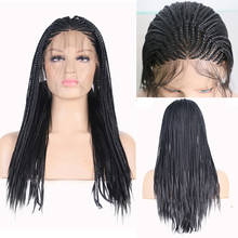 AIMEYA 13 × 6 плетеные парики фронта шнурка для черных женщин синтетические черные коробки косички парик с волосами младенца половина руки связанные плетеные парики 2024 - купить недорого
