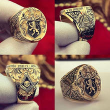 Retro England Crown Lion Ring Hand Carved Seal Ring Noble Domineering Men Engagement Wedding Ring Anniversary Gift Jewelry 2024 - buy cheap