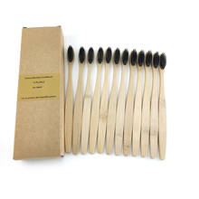 12 Pack Black Soft Toothbrush Bamboo Toothbrush Wood toothbrush soft-bristle Capitellum Bamboo Fibre Wooden Handle 2024 - buy cheap