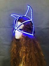 Led light show sexy cat lumious headwear stage dance Women party nightclub future space headress hat cap mask 2024 - buy cheap