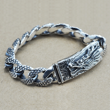 16 мм S925 Стерлинговое Серебро Большой дракон браслет человек тайское серебро винтажный изысканный дракон браслет цепочка мужской ювелирный подарок 2024 - купить недорого
