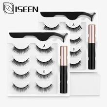 ISEEN 4 Pairs Natural Magnetic Eyelashes Eyeliner 3D Mink Magnet Fake Eyelash Magnetic Eyeliner&Tweezer Set Makeup 10-15mm 2024 - buy cheap