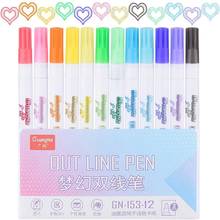 12pcs/set Outline Metallic Markers, Double Line Magic Shimmer Paint Pens For Kids Adults DRAWING Art Signature Coloring Journal 2024 - buy cheap