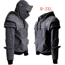 Cosplay Medieva Game Movie Knight Cavalier Armor Hoodie Costume Warrior Vintage Hooded Jacket Coat With Removable Mask For Men 2024 - buy cheap