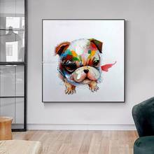 Arthyx colorido dos desenhos animados animais decorativos imagem da parede pintados à mão cão pintura a óleo sobre tela pop arte para sala de crianças decoração casa 2024 - compre barato