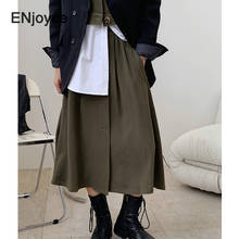 Feminino vintage guarda-chuva saia longa 2021 srping estilo coreano a linha saias feminino solto nova moda moderna bolso divisão maxi saia 2024 - compre barato