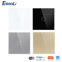 EsooLi EU Standard 1 Gang Tuya/Smart Life WiFi Wall Light Touch Switch Crystal Glass Panel Wireless Control Touch Light Switch 2024 - buy cheap