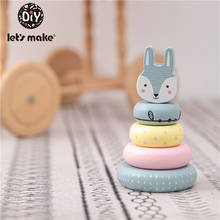 Let's Make Funny Wooden Animal Stacking Building blocks Bathtub Toy Ring Folding Tower Early Education Christmas Gift 2024 - buy cheap