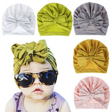 One Bow Baby Hats Solid Color Newborn Bowknot Twist Turban Bows Baby Girls Cap Hat Cotton Soft Bebes Head Hoop Infant Beanies 2024 - buy cheap