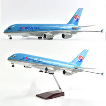 JASON TUTU 46cm Korean Air Airbus a380 Plane Model Airplane Model Aircraft Resin Diecast 1:160 Scale with Light & Wheel Planes 2024 - buy cheap