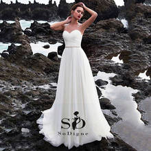 SoDigne Beach Wedding Dress With Beads A-line Luxury Lace Appliques Wedding Gown Illusion Tulle Long Bridal Dress 2024 - buy cheap