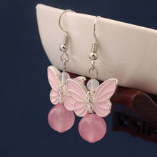 Brincos étnicos rosa borboleta, brincos suspensos esmaltados para mulheres e meninas 2024 - compre barato