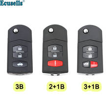 3/4 botões flip remoto chave fob caso escudo fob 4 botão para mazda 3 5 6 RX-8 CX-7 CX-9 RX-8 com lâmina hu133 sem cortes 2024 - compre barato