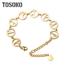 TOSOKO-pulsera de acero inoxidable para mujer, brazalete de La Paz antiguerra, BSE016 2024 - compra barato