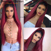 Extensão de cabelo humano rebecca, peruca colorida com ombré, cabelo humano brasileiro liso, com tela frontal, 30 polegadas 2024 - compre barato