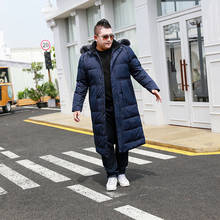Мужское длинное пальто выше колена с лисьим меховым воротником очень большой размер M-13XL 14XL свободное плотное новое пальто подходит для 195 кг мужская куртка 2024 - купить недорого
