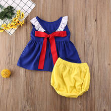 0-24M Newborn Infant Baby Girl Clothes Set Cartoon Princess Toddler Baby Blue Ruffles Tops + Bloomer Shorts Summer Costumes 2024 - buy cheap