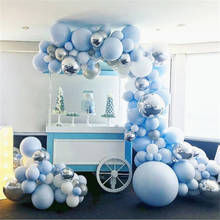 Globos de látex blanco y azul, Kit de arco de guirnalda 4D, globos plateados para cumpleaños, bodas, Baby Shower, decoraciones, suministros para fiestas, 191 Uds. 2024 - compra barato