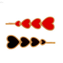 Trendy Exaggeration Big Small Heart Shaped Hair Pins Red Black Enamel Geometric Hair Clips Hair Accessories for Women Girls 2024 - buy cheap