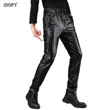 Idopy-pantalones militares de cuero sintético para hombre, pantalón táctico de talla grande 28-40, con bolsillos, cremallera lateral, cálido, invierno 2024 - compra barato