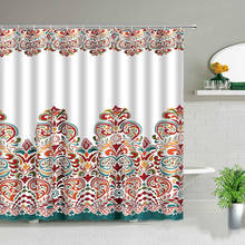 Cortinas de ducha con estampado de flores bohemias, juego de cortina de baño de tela con gancho, impermeable, para decoración de baño 2024 - compra barato