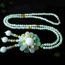 Sunflower jade necklace natural jade pendant necklace sweater beaded jewelry fashion hand carving 2024 - buy cheap
